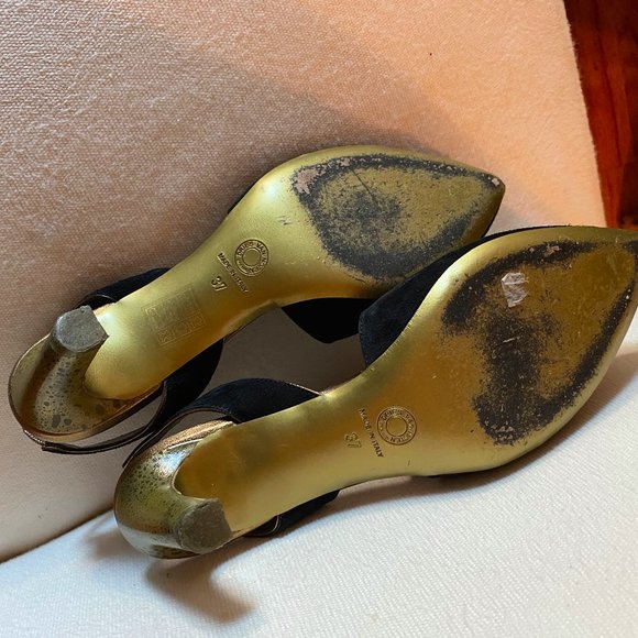 Dries Van Noten Black Suede Slingback Pumps 37 - Picture 3 of 11